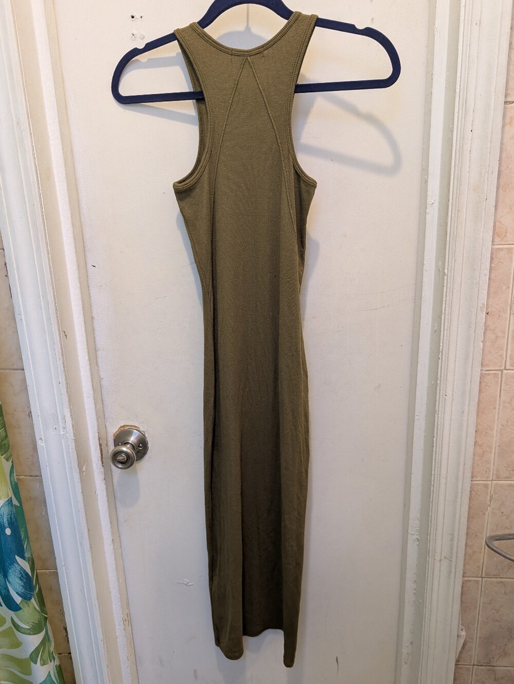 Rag & Bone Essie Rib Tank Dress XS Olive Green Stretchy Midi Lightweight - Picture 5 of 6